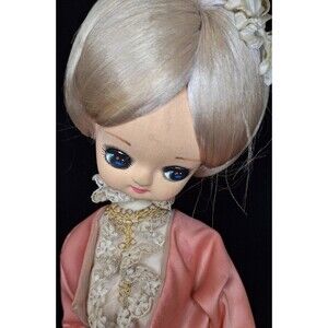 VTG Retro 70's Japanese Big Eye Doll, Posable, Dress Needs Work MCM